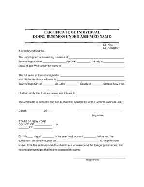 New York Assumed Name Certificate