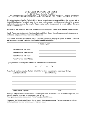 Chehalis School District Family Access Application