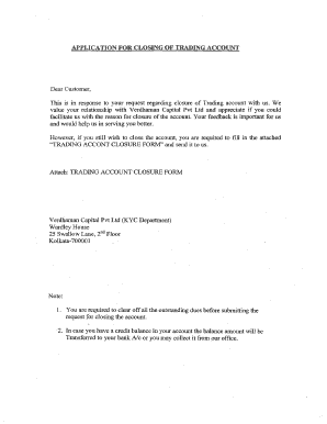 Trading Account Closure Form