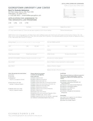 Georgetown University Law Center Application for Admission