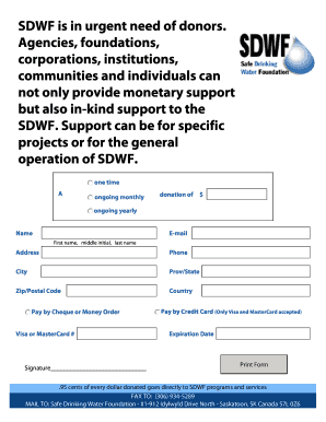 Safe Drinking Water Foundation Donation Form