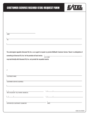 Customer Service Record Request Form