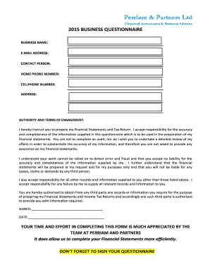 2015 Business Questionnaire