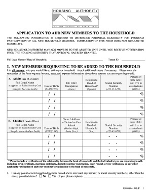 Application to Add New Members to Household
