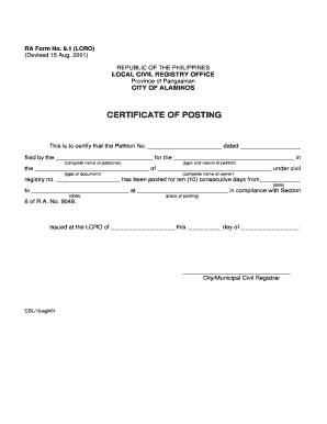 Certificate of Posting