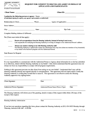 Housing Authority Consent Form
