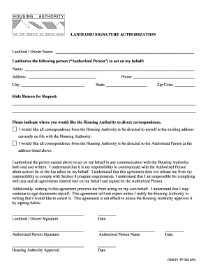 Landlord Signature Authorization Form