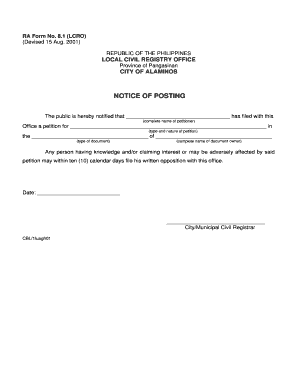 RA Form 8.1 Notice of Posting