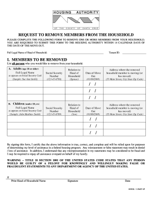 Request to Remove Members from Household