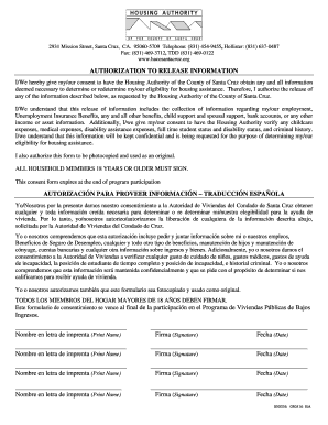Housing Authority Authorization to Release Information