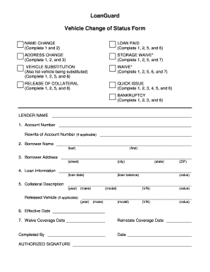 Vehicle Change of Status Form