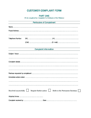 Customer Complaint Form