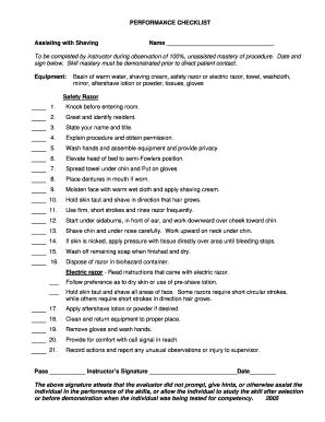 Assisting with Shaving Checklist