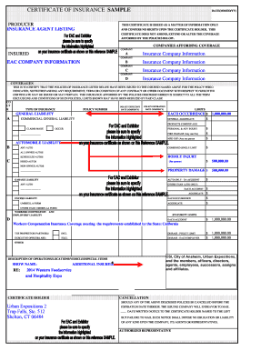 Certificate of Insurance