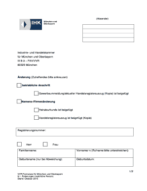 Formular für Änderungen (natürliche Person)