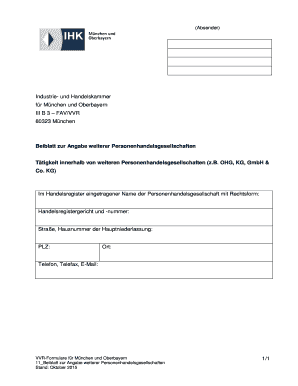 Beiblatt zur Angabe weiterer Personenhandelsgesellschaften