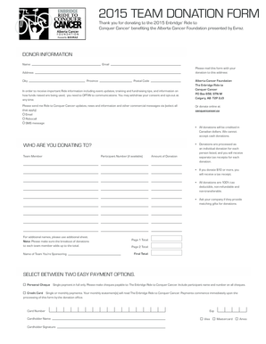 2015 Team Donation Form