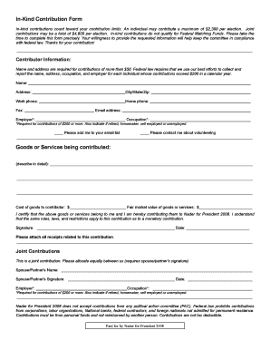 In-Kind Contribution Form
