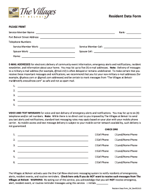 Resident Data Form