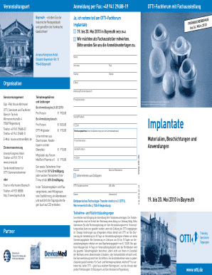 OTTI-Fachforum Registration Form