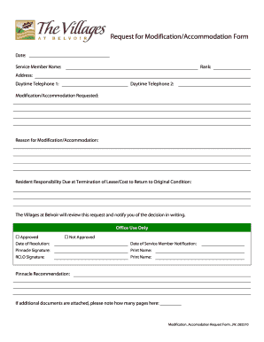 Request for Modification/Accommodation Form