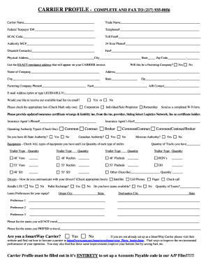 Carrier Profile Form