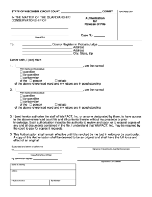 Wisconsin Guardianship/Conservatorship Authorization Form