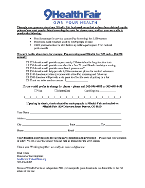 9Health Fair Donation Form