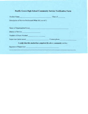 Community Service Verification Form