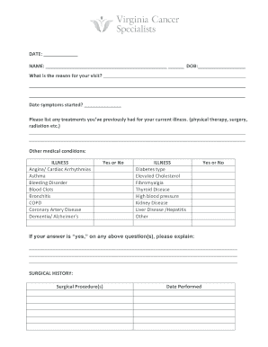Patient Medical History Form