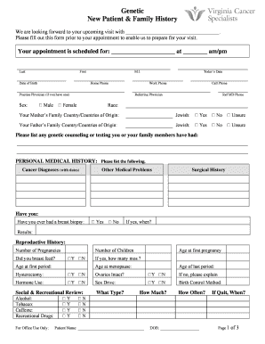 Genetic New Patient & Family History Form