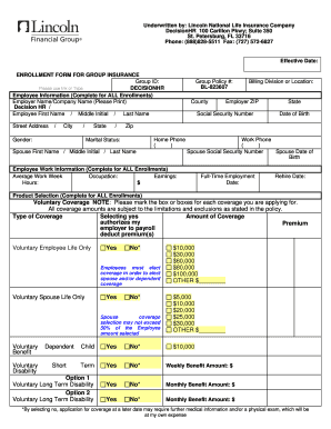 Enrollment Form for Group Insurance