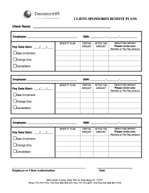 Employee Benefit Plan Enrollment Form