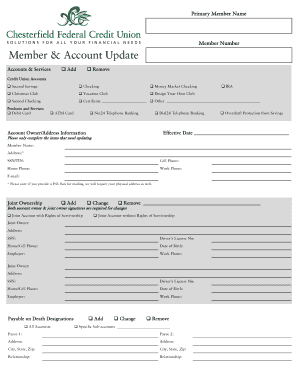 Credit Union Account Update Form