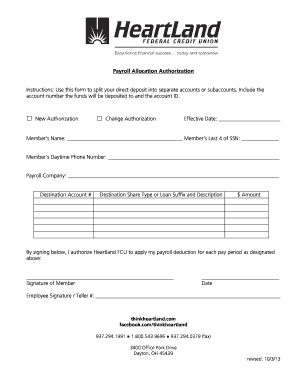 Payroll Allocation Authorization Form
