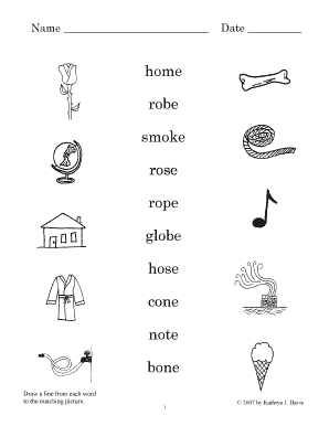 Word Matching Worksheet