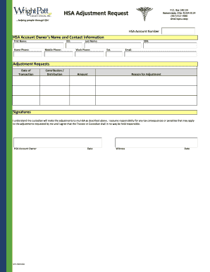 HSA Adjustment Request Form
