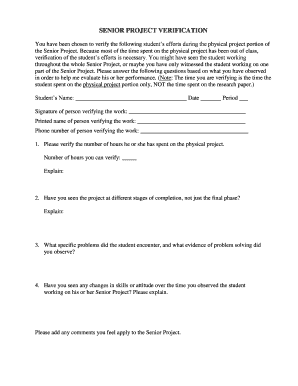 Senior Project Verification Form