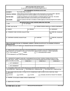 US Army Active Duty Application Form