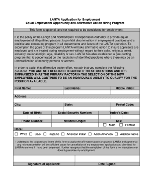 LANTA Application for Employment