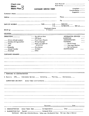 Customer Service Form