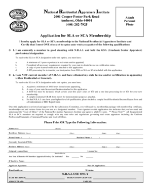 Application for SLA or SCA Membership