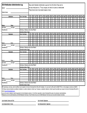 2014 Medication Administration Log