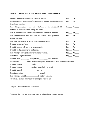 Business Startup Self-Assessment Form
