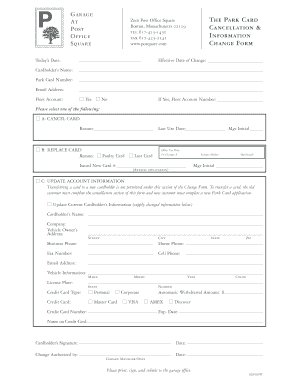 Park Card Cancellation & Information Change Form