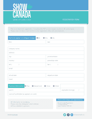 ShowCanada Registration Form