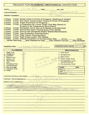 Plumbing and Mechanical Inspection Request