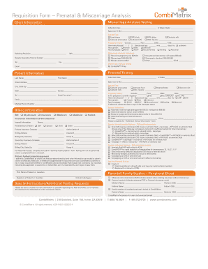 Prenatal and Miscarriage Analysis Requisition Form