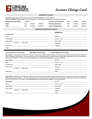 Account Change Card