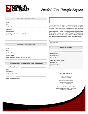 Funds Wire Transfer Request Form